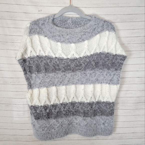 MELROSE & MARKET STRIPED SLEEVELESS CHUNKY KNIT SWEATER, SZ MEDIUM - Picture 1 of 8